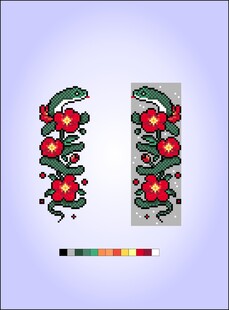 樱桃刺绣图案设计像素拼豆