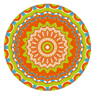 圆形红黄蓝印花图案