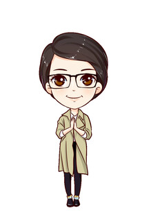 戴眼镜的卡通风衣人物精细分层