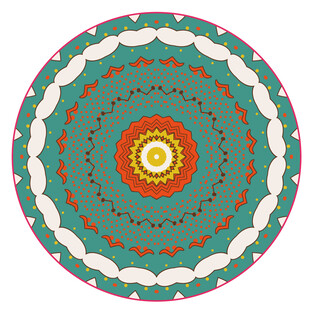 圆形彩色波点数码印花