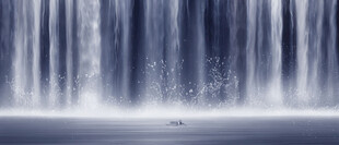 水墨瀑布山水画