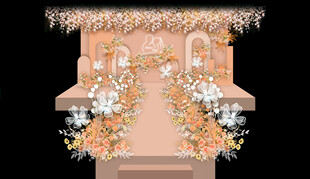 粉色系婚礼拱门花卉装饰