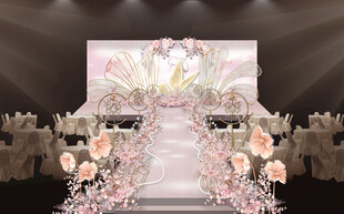 浪漫粉色系婚礼舞台布置