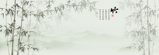 新中式灯箱水墨竹子背景墙