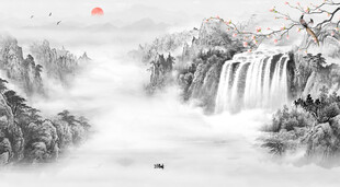 新中式水墨山水画
