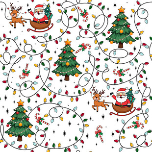 圣诞元素无缝图案设计