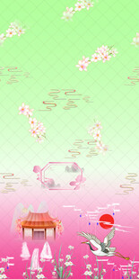 春日桃林古风亭景