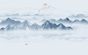 抽象水墨山水画