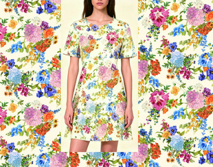 花卉图案的时尚女士连衣裙