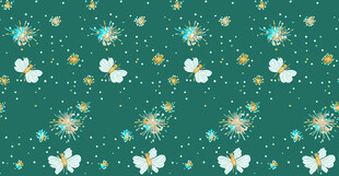 绿色底花卉蜜蜂图案背景
