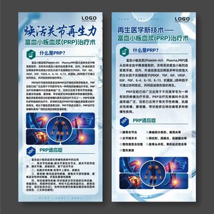 富血小板血浆PRP治疗技术展架