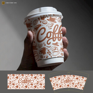 手持咖啡杯图案设计模板