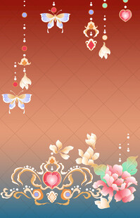 中式古风花卉蝴蝶装饰图