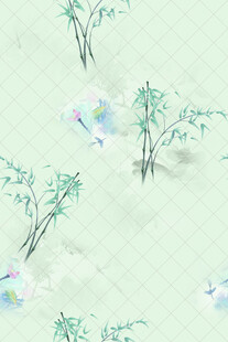 水墨风花卉竹子图案背景