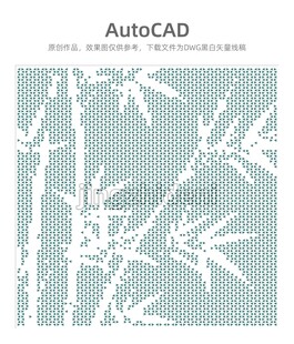CAD绘制的简约竹叶图案