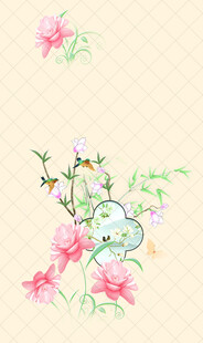 手绘花卉与复古物件图案