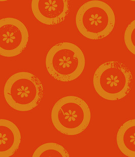 橙底金色圆形花纹图案