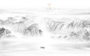 新中式水墨山水画