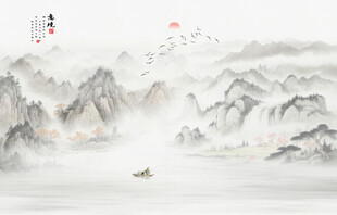 国画水墨山水风景画