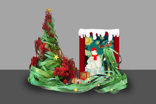 圣诞油画竹编美陈