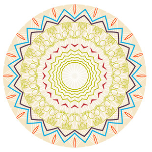 多彩圆形曼陀罗花纹图案