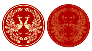 中国风凤凰图腾手绘图案