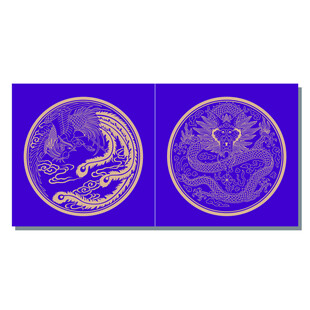 双幅中式龙纹圆形图案设计