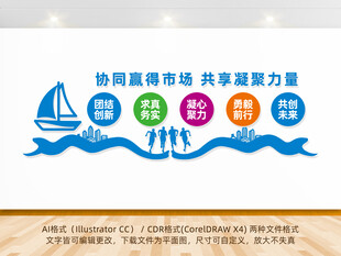 团队协同共赢企业文化墙