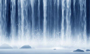 流水生财瀑布山水画背景图