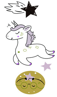 可爱独角兽与流星图案