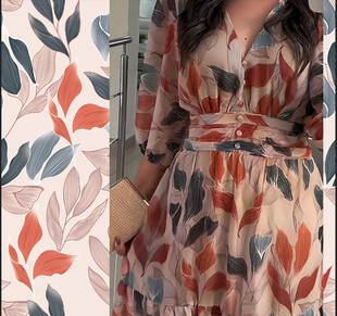 手绘花 大牌 热带叶子 