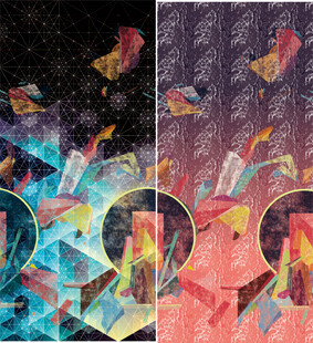 梦幻多彩几何抽象艺术画面