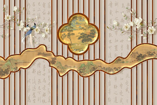 宋氏美学格栅花鸟形象墙