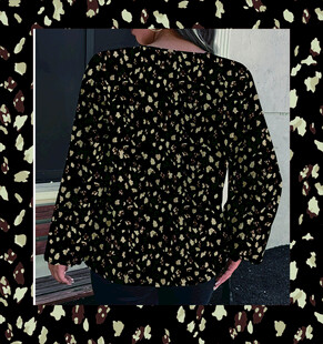 黑色碎花长袖上衣展示