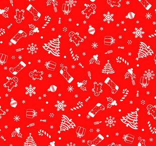 红色圣诞元素无缝图案
