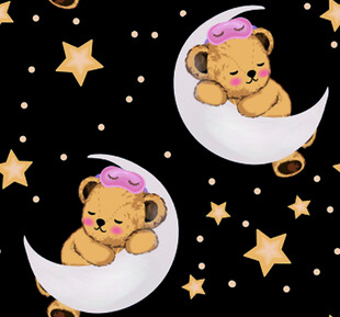 小熊在月牙上的梦幻场景