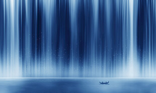 招财瀑布山水画