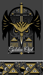 金色猫头鹰图案设计元素