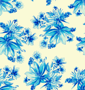 蓝白花卉图案背景纹理