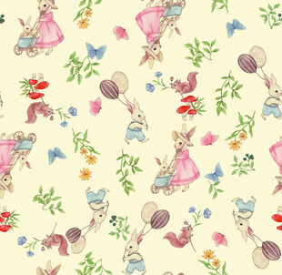 童趣花卉卡通图案背景