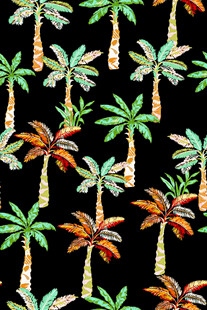 水彩风热带棕榈树图案