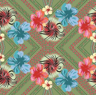 多彩花卉几何图案背景