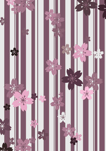 条纹背景上的花卉图案