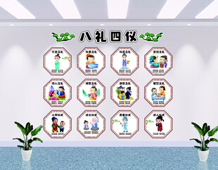 幼儿文明礼仪文化墙环创八礼四