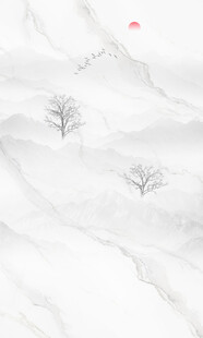 新中式水墨山水复式楼玄关背景墙