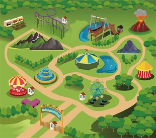 卡通风格的欢乐游乐园