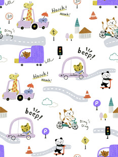 卡通风格儿童交通元素图案
