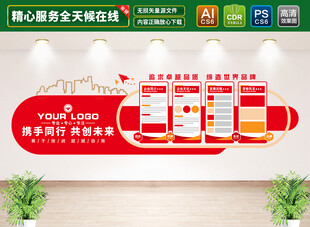 红色企业文化墙