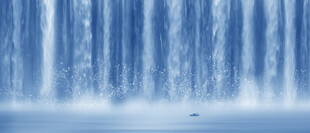 水墨瀑布山水画幕墙