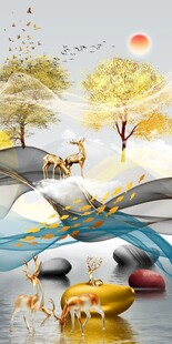 麋鹿发财树玄关